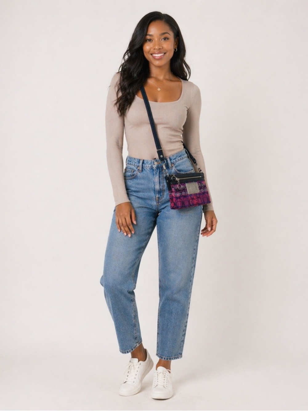 Coach Pink/Purple/Black Poppy Tartan Crossbody EUC